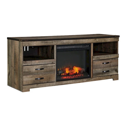 Trinell Casual Large TV Stand w/Fireplace Option Brown