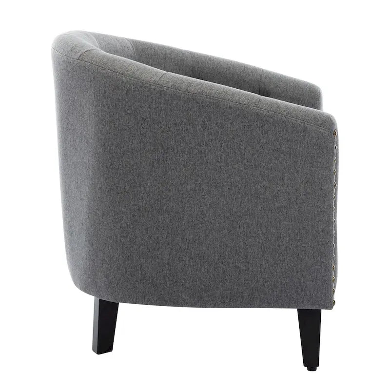 PU Leather Tufted Barrel ChairTub Chair for Living Room Bedroom Club Chairs