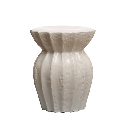 Elegant Sculpted Stoneware Stool - 15.3L x 15.3W x 19.8H