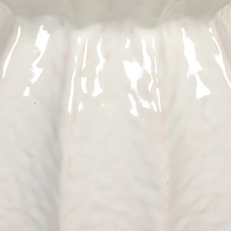 Elegant Carved Stoneware Stool - 15.3L x 15.3W x 19.8H