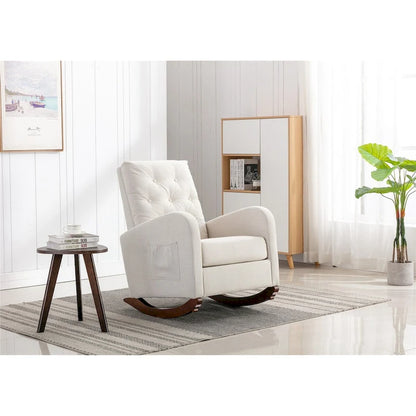 High Back Rocking Chair Nursery Chair, Padded Seat Armchair