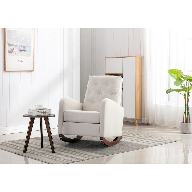 High Back Rocking Chair Nursery Chair, Padded Seat Armchair