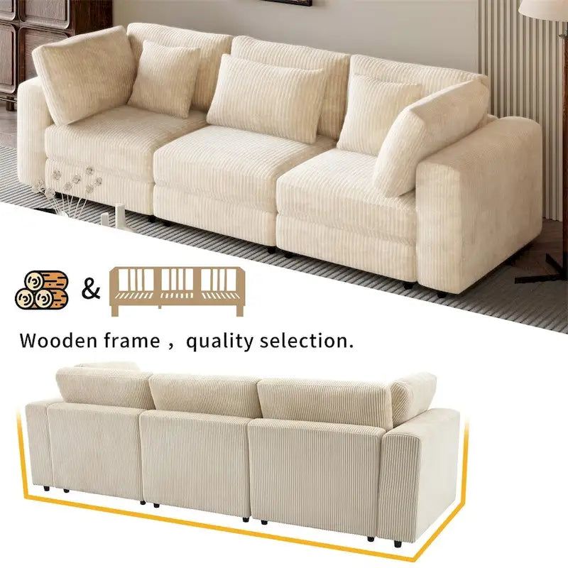 105 3 Seater Sofa with Removable Back Cushions and 5 Pillows