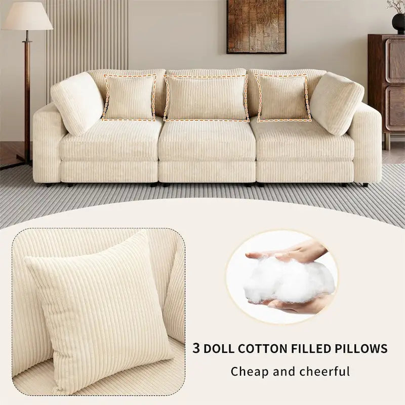 105 3 Seater Sofa with Removable Back Cushions and 5 Pillows