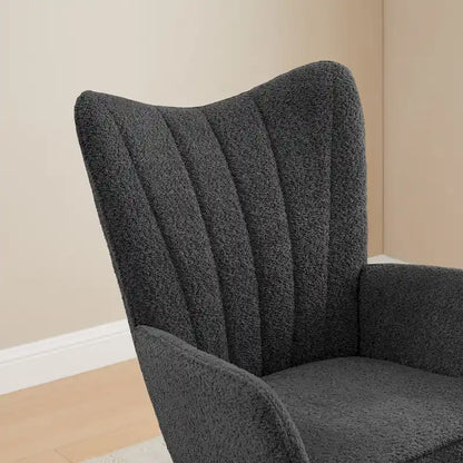 VANOMi 26.77 Wide Boucle Upholstered Nursery Rocking Chair with Wood Legs (Set of 2)