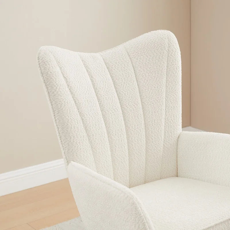 VANOMi 26.77 Wide Boucle Upholstered Nursery Rocking Chair with Wood Legs (Set of 2)