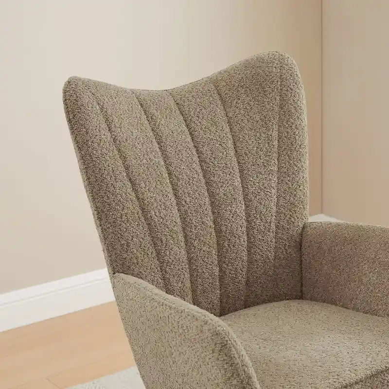 VANOMi 26.77 Wide Boucle Upholstered Nursery Rocking Chair with Wood Legs (Set of 2)