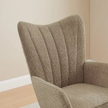 VANOMi 26.77 Wide Boucle Upholstered Nursery Rocking Chair with Wood Legs (Set of 2)