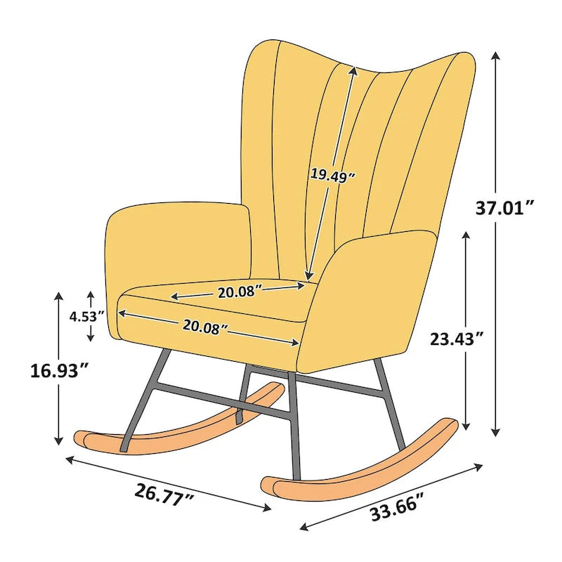 VANOMi 26.77 Wide Boucle Upholstered Nursery Rocking Chair with Wood Legs (Set of 2)