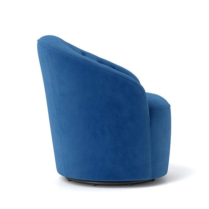 SEYNAR Modern Velvet Upholstered 360 Degree Swivel Barrel Chair with Button Tufted Back