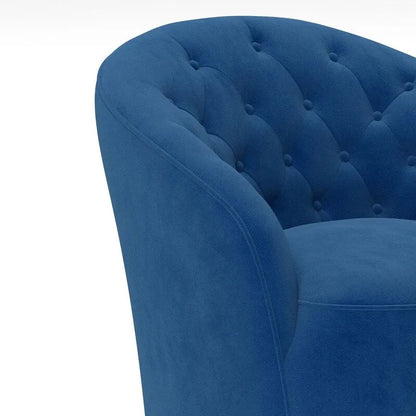 SEYNAR Modern Velvet Upholstered 360 Degree Swivel Barrel Chair with Button Tufted Back