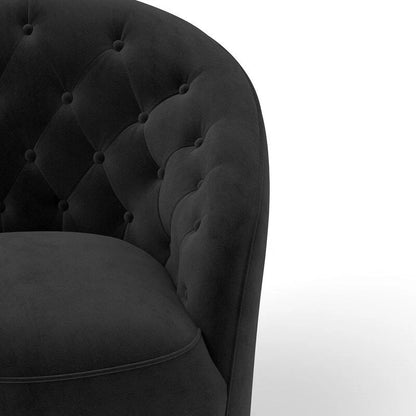 SEYNAR Modern Velvet Upholstered 360 Degree Swivel Barrel Chair with Button Tufted Back
