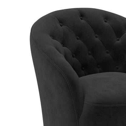 SEYNAR Modern Velvet Upholstered 360 Degree Swivel Barrel Chair with Button Tufted Back