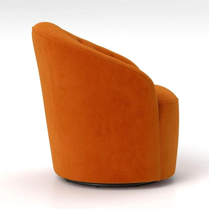 SEYNAR Modern Velvet Upholstered 360 Degree Swivel Barrel Chair with Button Tufted Back