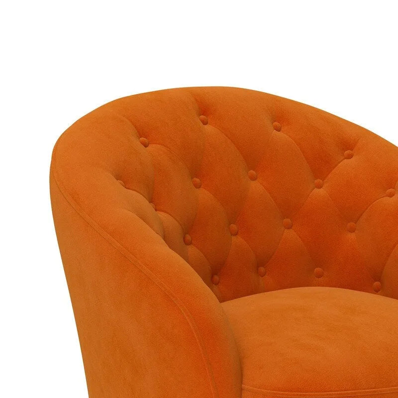 SEYNAR Modern Velvet Upholstered 360 Degree Swivel Barrel Chair with Button Tufted Back