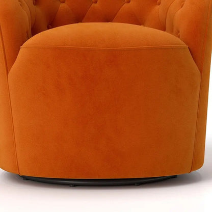 SEYNAR Modern Velvet Upholstered 360 Degree Swivel Barrel Chair with Button Tufted Back