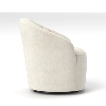 SEYNAR Modern Velvet Upholstered 360 Degree Swivel Barrel Chair with Button Tufted Back