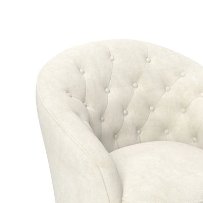 SEYNAR Modern Velvet Upholstered 360 Degree Swivel Barrel Chair with Button Tufted Back