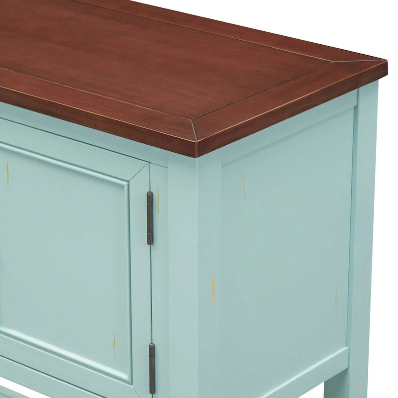 Vintage Console Table with Drawers and Cabinets, Retro Sofa Table for Entryway, Living Room and Hallway