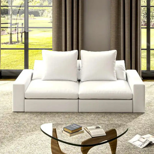 90.56 Slipcovered Modular Cloud Sofa -Loveseat