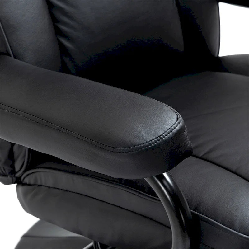 Leather Swivel Recliner with Ottoman Footrest and Armrests