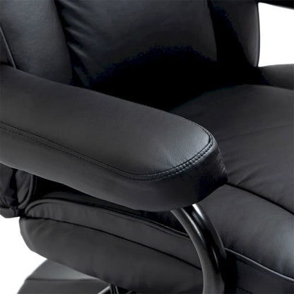 Leather Swivel Recliner with Ottoman Footrest and Armrests