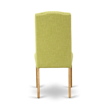 East West Furniture Dining Room Furniture Set- a Rectangle Dining Table and Limelight Linen Fabric Chairs, Oak (Pieces Option)