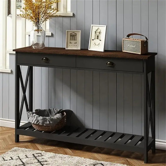47 Farmhouse Console Table with Drawer for Entryway - 11.8D x 47.19W x 31.5H