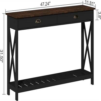 47 Farmhouse Console Table with Drawer for Entryway - 11.8D x 47.19W x 31.5H