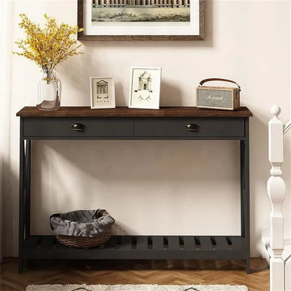 47 Farmhouse Console Table with Drawer for Entryway - 11.8D x 47.19W x 31.5H