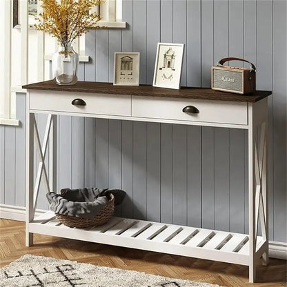 47 Farmhouse Console Table with Drawer for Entryway - 11.8D x 47.19W x 31.5H