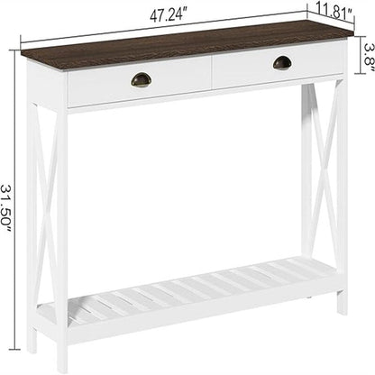 47 Farmhouse Console Table with Drawer for Entryway - 11.8D x 47.19W x 31.5H