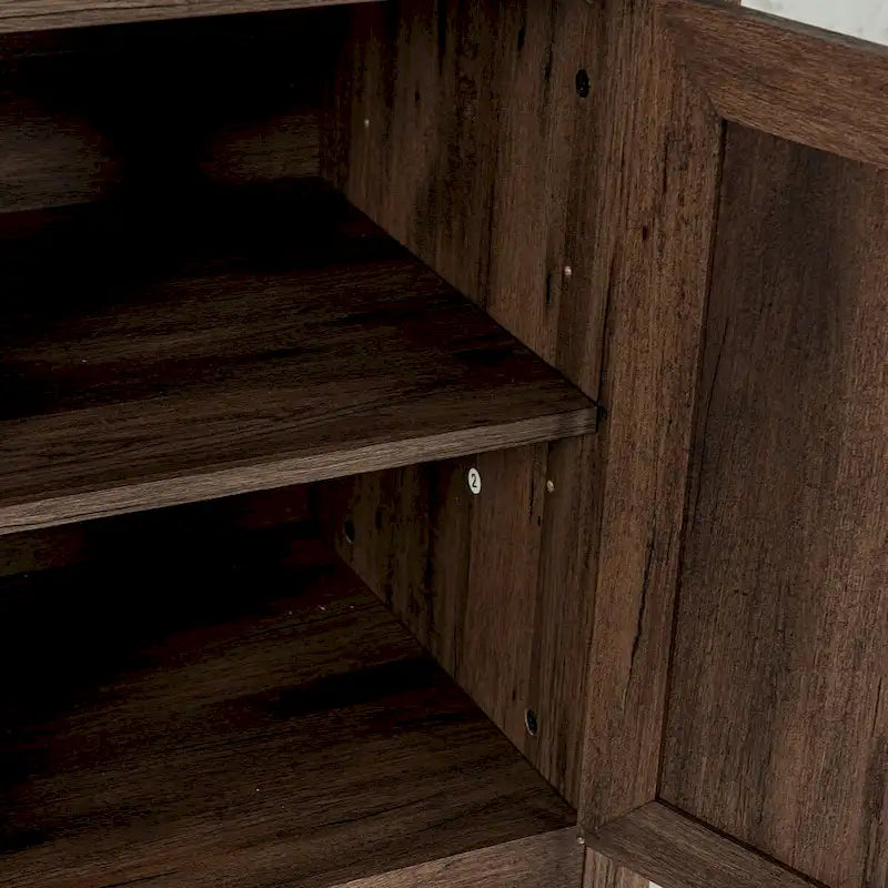 58 Rustic Walnut Barn Door Wood Console TV Stand for TV's up to 65 - 58 inches in width