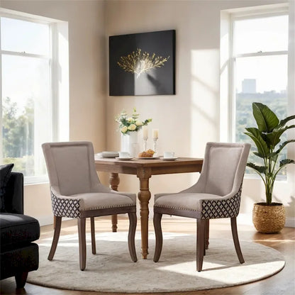 Ultra Side Dining Chair,Thickened Fabric Chairs w/Solid Wood Legs,2PCS