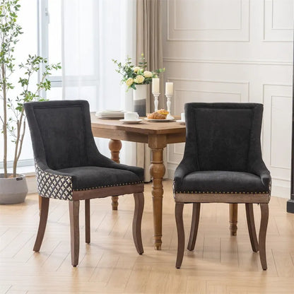 Ultra Side Dining Chair,Thickened Fabric Chairs w/Solid Wood Legs,2PCS