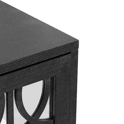 Sideboard Buffet Cabinet with 3 Mirrored Glass Doors and Silver Handle - 47.2L x 15.6W x 33.9H