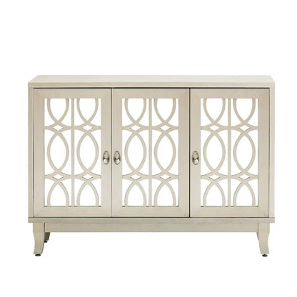 Sideboard Buffet Cabinet with 3 Mirrored Glass Doors and Silver Handle - 47.2L x 15.6W x 33.9H