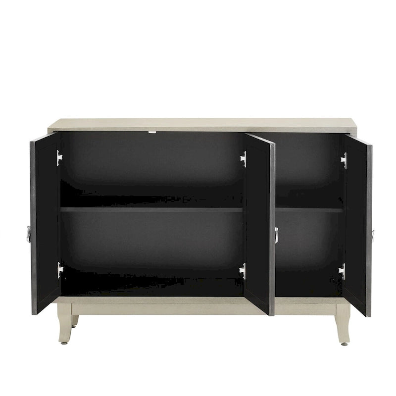 Sideboard Buffet Cabinet with 3 Mirrored Glass Doors and Silver Handle - 47.2L x 15.6W x 33.9H