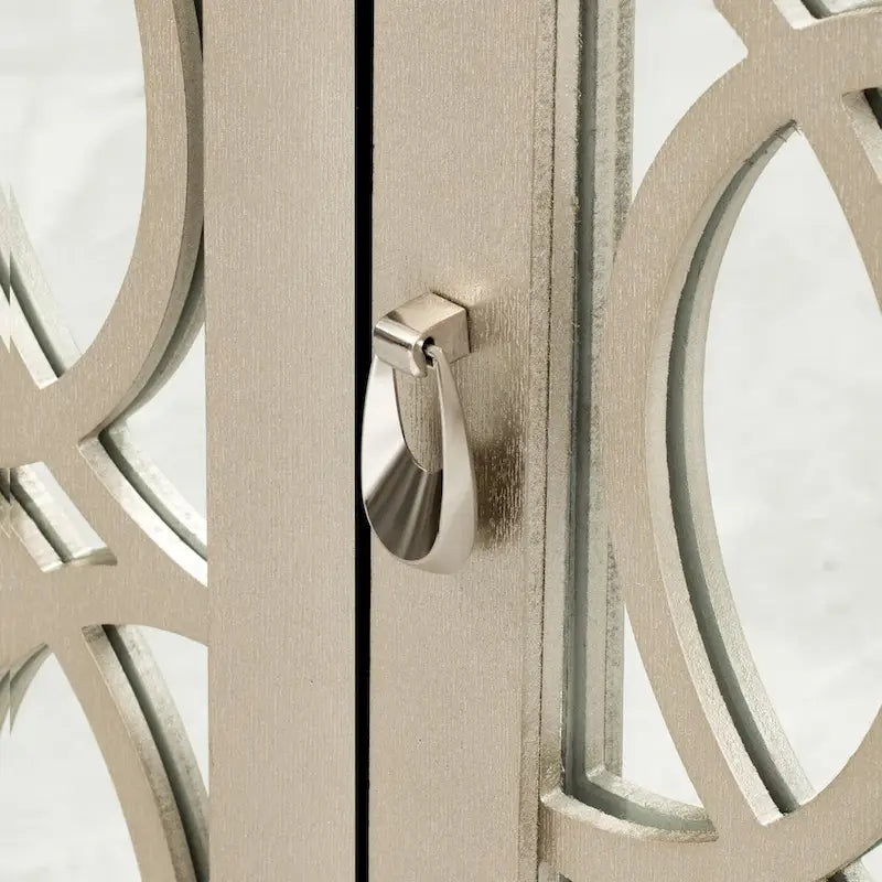 Sideboard Buffet Cabinet with 3 Mirrored Glass Doors and Silver Handle - 47.2L x 15.6W x 33.9H