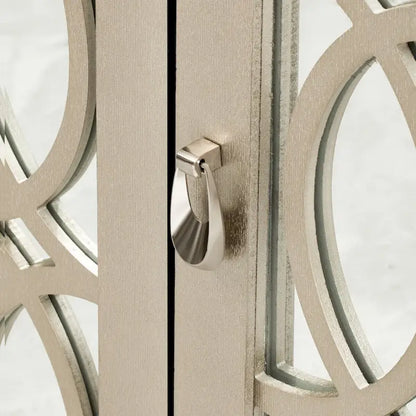 Sideboard Buffet Cabinet with 3 Mirrored Glass Doors and Silver Handle - 47.2L x 15.6W x 33.9H