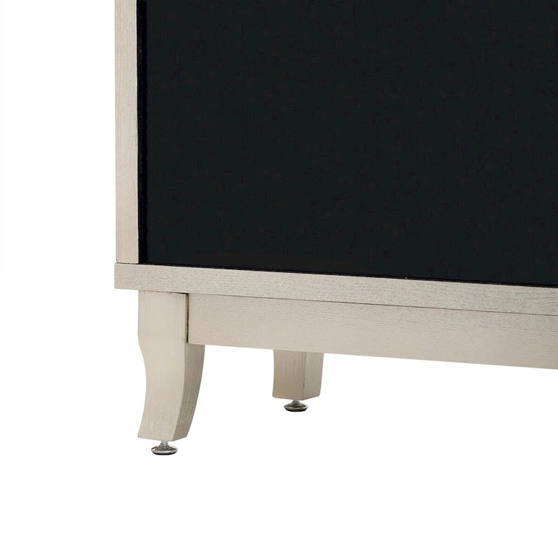 Sideboard Buffet Cabinet with 3 Mirrored Glass Doors and Silver Handle - 47.2L x 15.6W x 33.9H