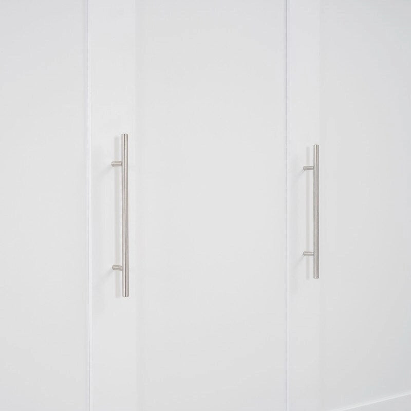 Full Size Wooden Murphy Bed Wall Bed with Shelves and LED Lights