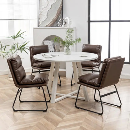 Roundhill Innes 5-Piece Round Dining Set, Trestle Table with 4 Chairs