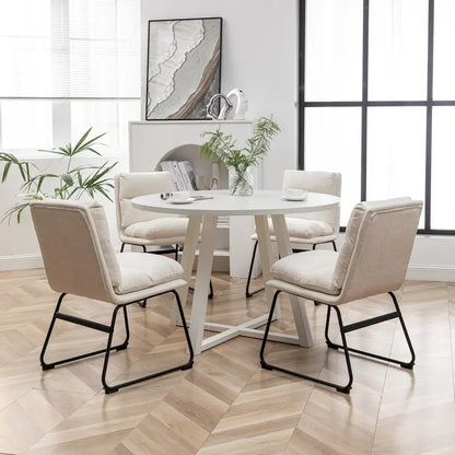 Roundhill Innes 5-Piece Round Dining Set, Trestle Table with 4 Chairs