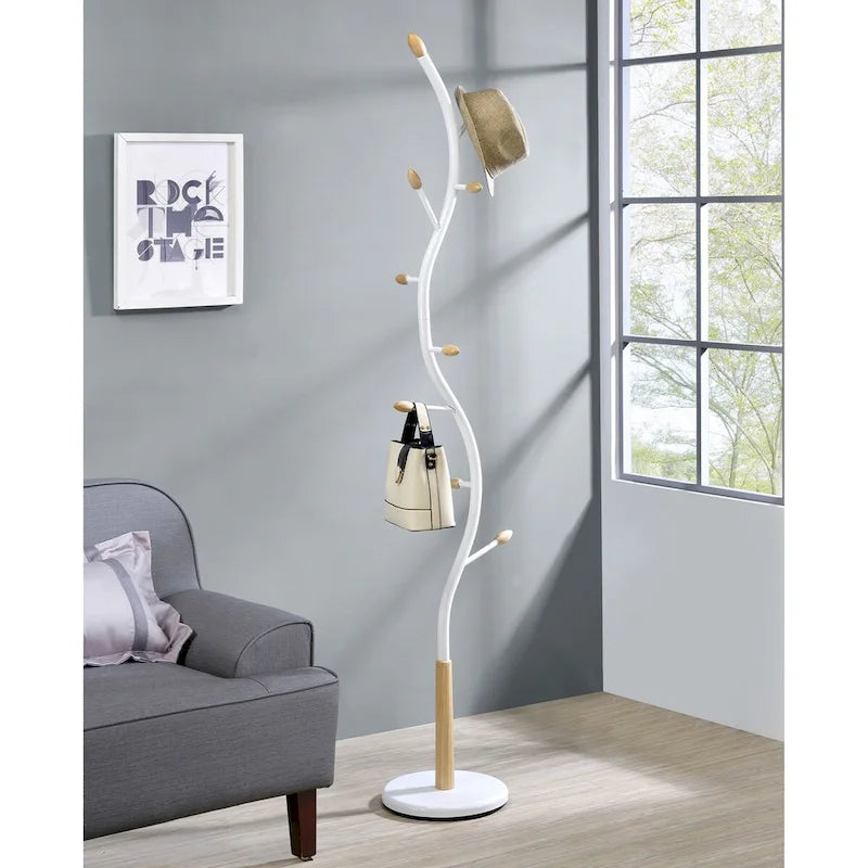 Metal 9 Hooks Standing Coat Rack