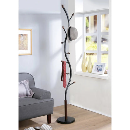 Metal 9 Hooks Standing Coat Rack