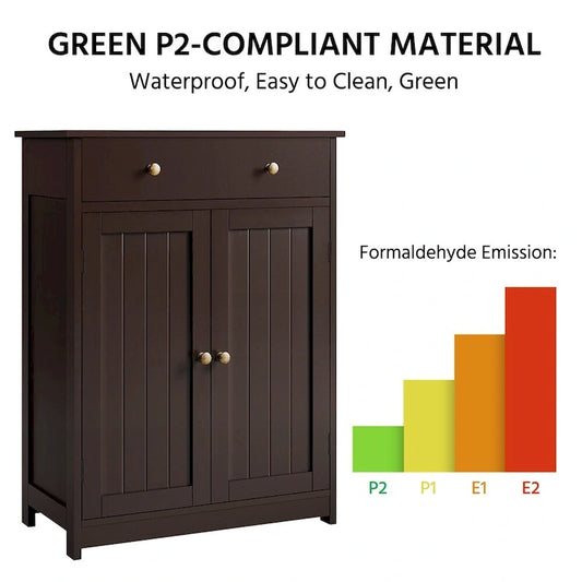Yaheetech Free Standing Bathroom Cabinet with 1 Drawer 2 Doors
