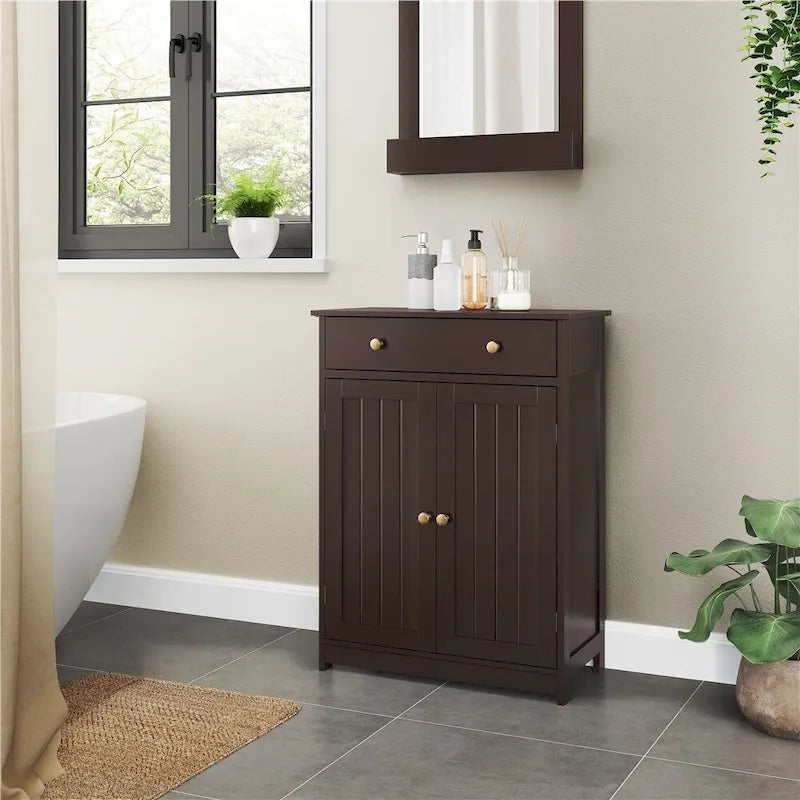 Yaheetech Free Standing Bathroom Cabinet with 1 Drawer 2 Doors