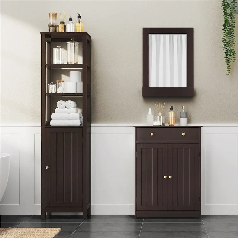 Yaheetech Free Standing Bathroom Cabinet with 1 Drawer 2 Doors