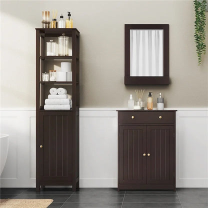 Yaheetech Free Standing Bathroom Cabinet with 1 Drawer 2 Doors